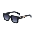 Square black sunglasses with vintage gold patterned temples and grey gradient lenses - Glossy Black Gradient Grey