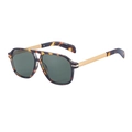 Classic aviator sunglasses with square dark tortoise shell frame and gold double bridge - C4 Polarized Brown Demi