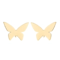 Macro view of gold butterfly stud earrings with polished metallic finish on white background - Gold