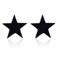 Detail view of matte black star-shaped stud earrings in minimalist stainless steel - Matte Black
