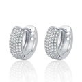 Exquisite silver hoop earrings with micro-paved cubic zirconia and S925 hallmark - Full Pave Round Hoop / White Gold