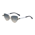 Lunettes de soleil œil de chat sans monture avec verres dégradés et branches bicolores - Blanc Solide Noir Brillant Thé Vert (C6)
