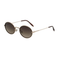 Lunettes de soleil ovales dorées avec verres marron dégradé pour femmes élégantes - Monture Or Café Clair Gris Marron (C3)