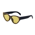 Cat eye sunglasses with classic black frame, translucent yellow lenses and gold metal trim - C3 Black Frame Orange Lens