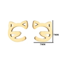 Minimalist gold cat head stud earrings with cutout design and 7mm small animal shape - 镂空猫头(319) / Gold