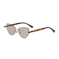 Lunettes de soleil œil de chat sans monture marron avec pont doré et branches écaillées - Écaille Brun Thé (C7)