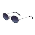 Lunettes de soleil ovales en métal argenté avec verres dégradés violets style rétro - Monture Argentée Gris Bleu (C5)