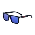 Square polarized sunglasses with black frame and blue coated lenses for men - C6 Polarized Matte Blue Frame Matte Gun Red Dark Blue