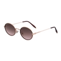 Lunettes de soleil ovales en métal or rose avec verres dégradés marron élégants - Monture Or Rose Marron Rose (C6)
