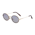 Lunettes de soleil ovales avec monture en métal doré et verres violet clair - Monture Dorée Gris Bleu Clair (C7)
