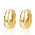 Κομψά σκουλαρίκια huggie 18K με διπλή υφή, γυαλισμένη και αμμοβολισμένη επιφάνεια - U-Shape Λείο Huggie / Χρυσό