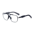 Occhiali smart neri con montatura quadrata, doppio ponte e stanghette spesse da uomo - Montatura Nero Opaco Lenti Trasparenti Anti-Luce Blu (C7)