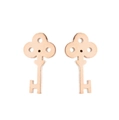 Minimalist rose gold hollow key earrings with vintage clover handle design for women - Rose Gold