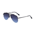 Classic gunmetal aviator sunglasses with dual metal bridge and blue gradient lenses - Matte Gunmetal Frame Gray Blue Lens
