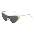 Occhiali da sole cat-eye dorati alla moda con lenti grigio scuro in un unico pezzo - Montatura Dorata Lenti Grigie (C1)