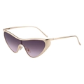 Cat eye fashion sunglasses with golden metal frame and purple gradient lenses - Gold Frame Gradient Brown Pink Lens (C2)