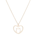 Collana minimalista dorata con pendente a cuore e silhouette di gatto per donne e ragazze - Oro