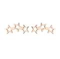 Close-up of rose gold hollow star earrings featuring a shooting star curved design - Rose Gold