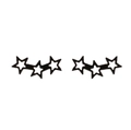 Minimalist hollow star chain stud earrings in black metal finish for women - Matte Black