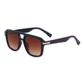 Modern square double-bridge sunglasses with black frames and brown gradient lenses - Dark Brown Double Brown (C2)