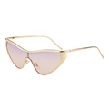 Cat eye sunglasses with golden frame and purple gradient lenses for a futuristic style - Gold Frame Light Brown Blue Coating Lens (C7)