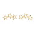 Climber stud earrings with three golden hollow stars in linear arrangement for women - Gold