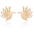 Polished golden bird-shaped cutout earrings for women in minimalist stainless steel - Gold Hollow Bird Ear Studs