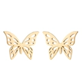 Detail shot of hollow butterfly earrings in polished gold-plated stainless steel - Gold