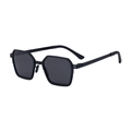 Men's matte black polarized square sunglasses with hexagonal frame design - C1 Matte Black Full Grey