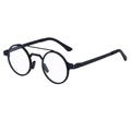 Matte black round polarized sunglasses with double bridge stainless steel frame - Matte Black Clear Lens (C3)