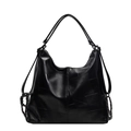 Black patchwork leather tote bag with unique geometric stitching and chain detail - Black