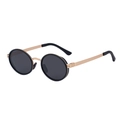 Gafas de sol polarizadas ovaladas retro con montura negra mate y patillas doradas - C4 Montura Dorado Negro Lentes Grises