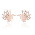 Boucles d'oreilles colibri minimalistes en or rose avec design détaillé ajouré - Boucles d'Oreilles Oiseau Creux Or Rose