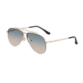 Classic aviator sunglasses with gold metal double bridge frame and blue-orange gradient lenses - C5 Bright Gold Green Yellow Lens