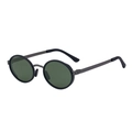 Retro oval polarized sunglasses with dark green lenses and gunmetal gray frame - C5 Gunmetal Frame G15 Green Lens