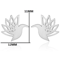 Paires de boucles d'oreilles colibri en acier inoxydable argenté ajouré minimaliste - Boucles d'Oreilles Oiseau Creux Couleur Acier