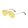 Classic pilot sunglasses with yellow transparent lenses and a golden metal semi-rimless frame - C6 Bright Gold Yellow Lens