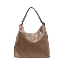 Brown vintage crocodile pattern faux leather tote bag with geometric stitching details - Khaki