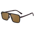 Lunettes de soleil rétro à double pont avec monture carrée en inox et verres polarisés - Monture Noire Verre Couleur Thé (C6)