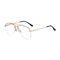 Classic aviator glasses with golden semi-rimless metal frame and clear lenses - C7 Bright Gold Clear Blue Light Blocking Lens
