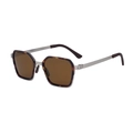 Men's square polarized sunglasses featuring silver metal frames and tortoiseshell accents - C6 Silver Tortoise Full Tea