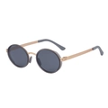 Retro champagne gold oval polarized sunglasses with dark grey lenses and anti-slip tips - C7 Gold Transparent Gray Lens