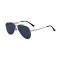 Classic silver pilot sunglasses with double bridge and dark grey half-rim lenses - Matte Silver Frame Gray Lens