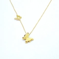 Golden double butterfly pendant necklace with matte and polished steel finish - Golden Necklace