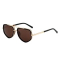 Polarized black and gold aviator sunglasses with brown lenses and double bridge design - Black Brown Gold Frame Brown Lens (C5)