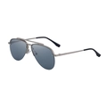 Classic gunmetal aviator sunglasses with dual-bridge frame and grey polarized lenses - Matte Silver Frame Silver Mirror Lens