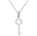 Dettaglio del ciondolo a chiave in argento con quadrifoglio traforato e collana o-chain - Color Acciaio
