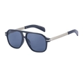 Classic aviator sunglasses with black frame, gray-blue lenses and double bridge design - C1 Polarized Glossy Black