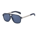 Men's square polarized aviator sunglasses in matte blue finish with silver metal temples - C2 Polarized Matte Black