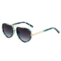 Lunettes aviateur polarisées avec monture écaille sarcelle et double pont métallique doré - Tortoise Vert Or Gris Dégradé (XH-98350-C8)